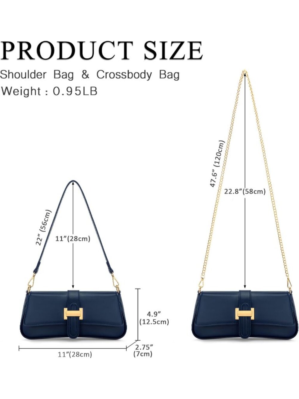 〽️Women's Dark Blue Small Hobo Vegan Leather Retro Zipper Clutch Crossbody Bags - Picture 5 of 6
